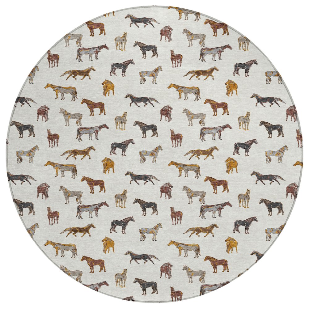 Machine Washable Indoor/Outdoor Chantille ACN2521 Ivory 8' x 8' Round Rug. Picture 1