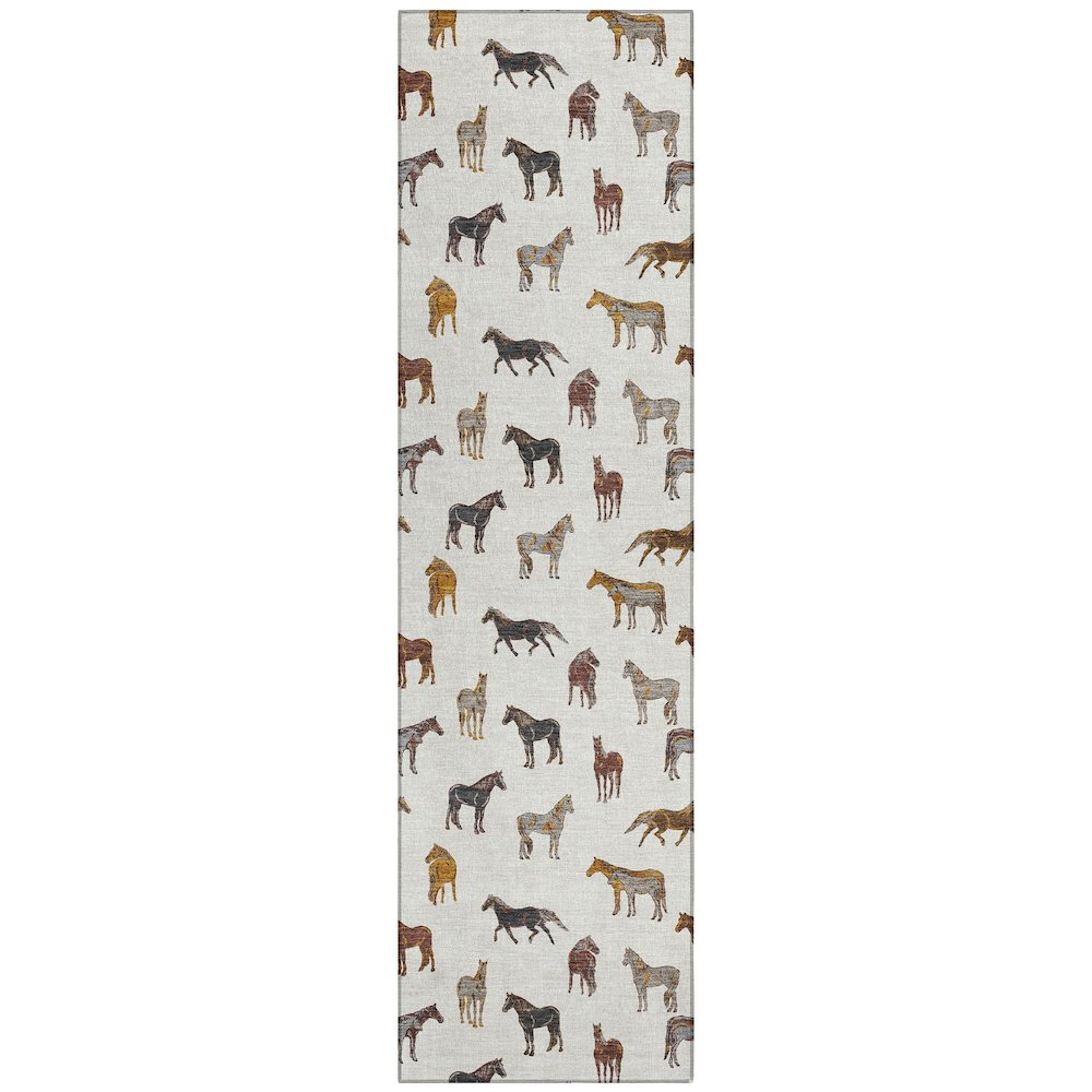 Machine Washable Indoor/Outdoor Chantille ACN2521 Ivory 2'3" x 7'6" Runner Rug. Picture 1