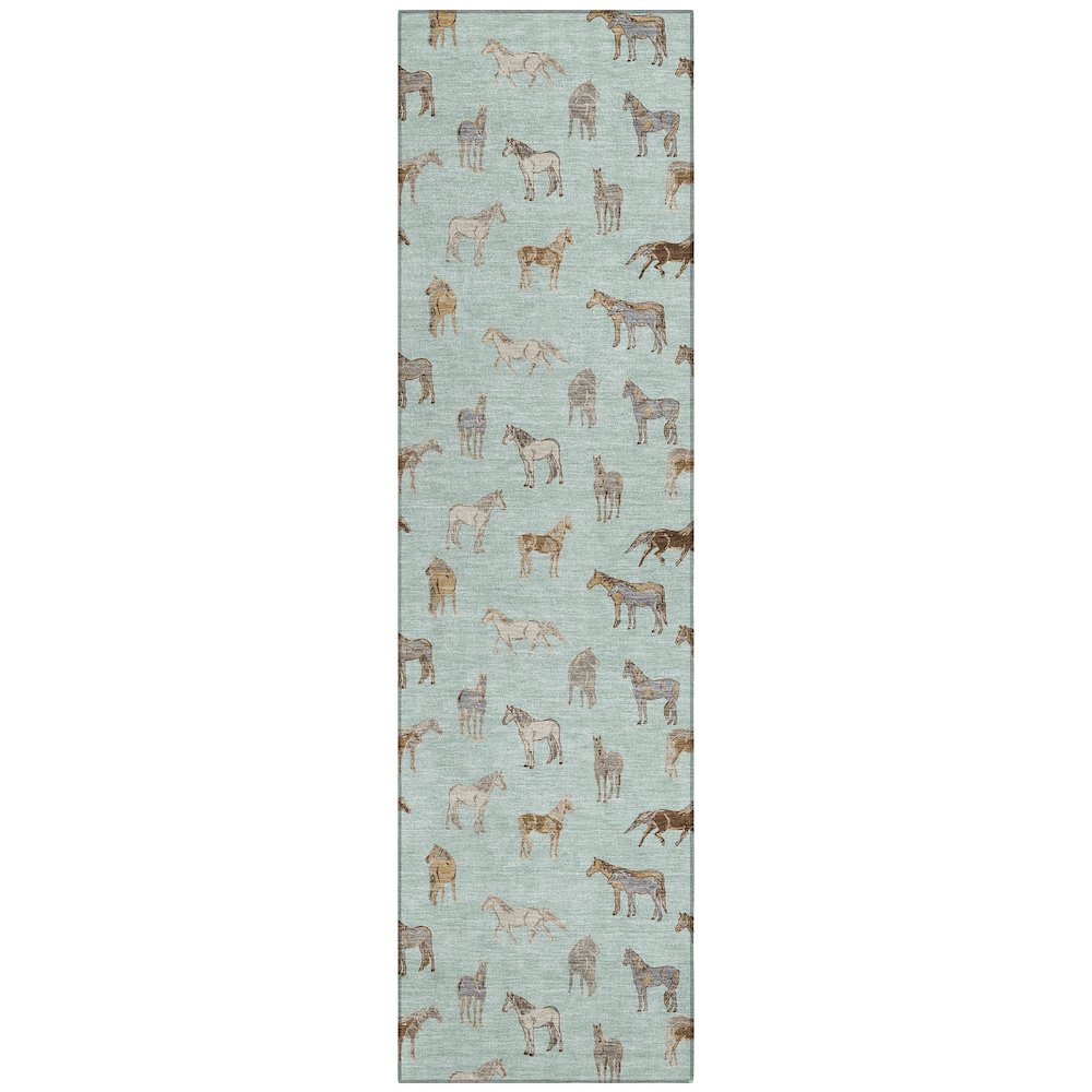 Machine Washable Indoor/Outdoor Chantille ACN2521 Green 2'3" x 7'6" Runner Rug. Picture 1