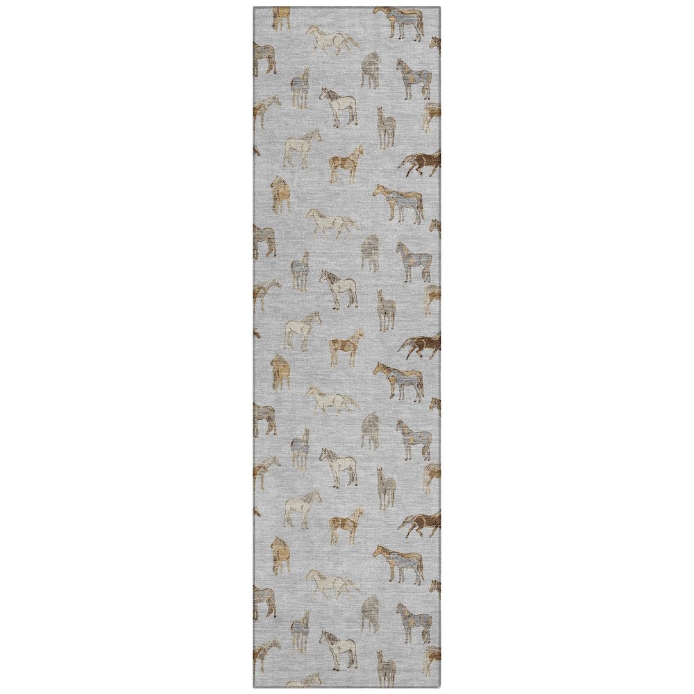 Machine Washable Indoor/Outdoor Chantille ACN2521 Gray 2'3" x 7'6" Runner Rug. Picture 1