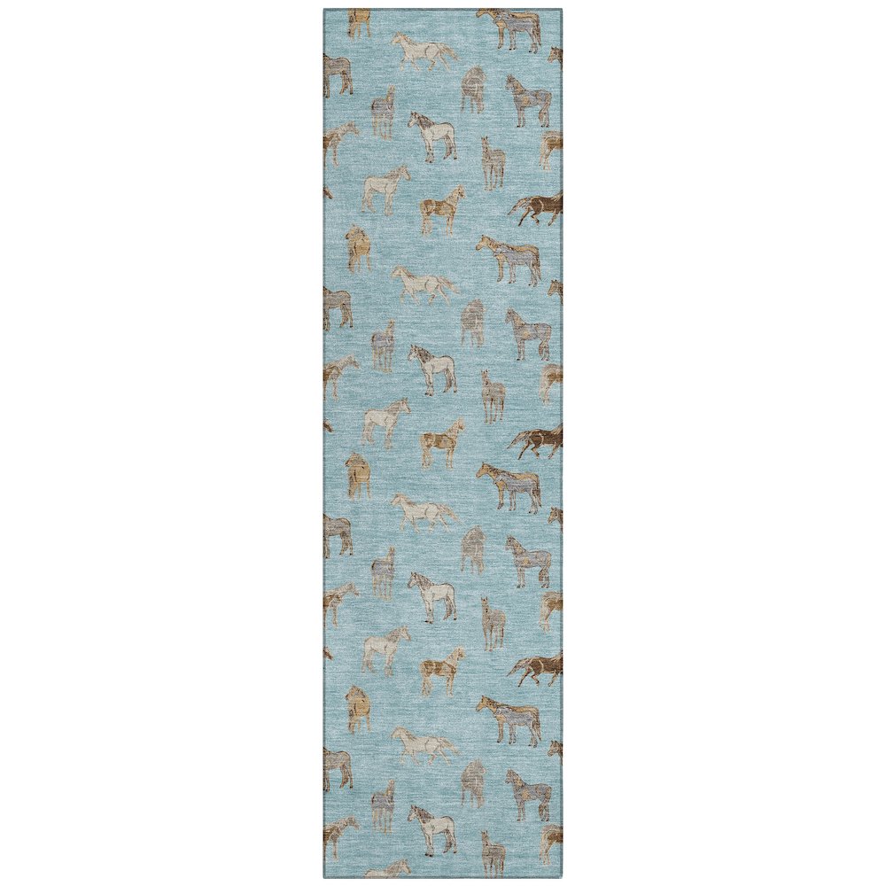 Machine Washable Indoor/Outdoor Chantille ACN2521 Blue 2'3" x 7'6" Runner Rug. Picture 1