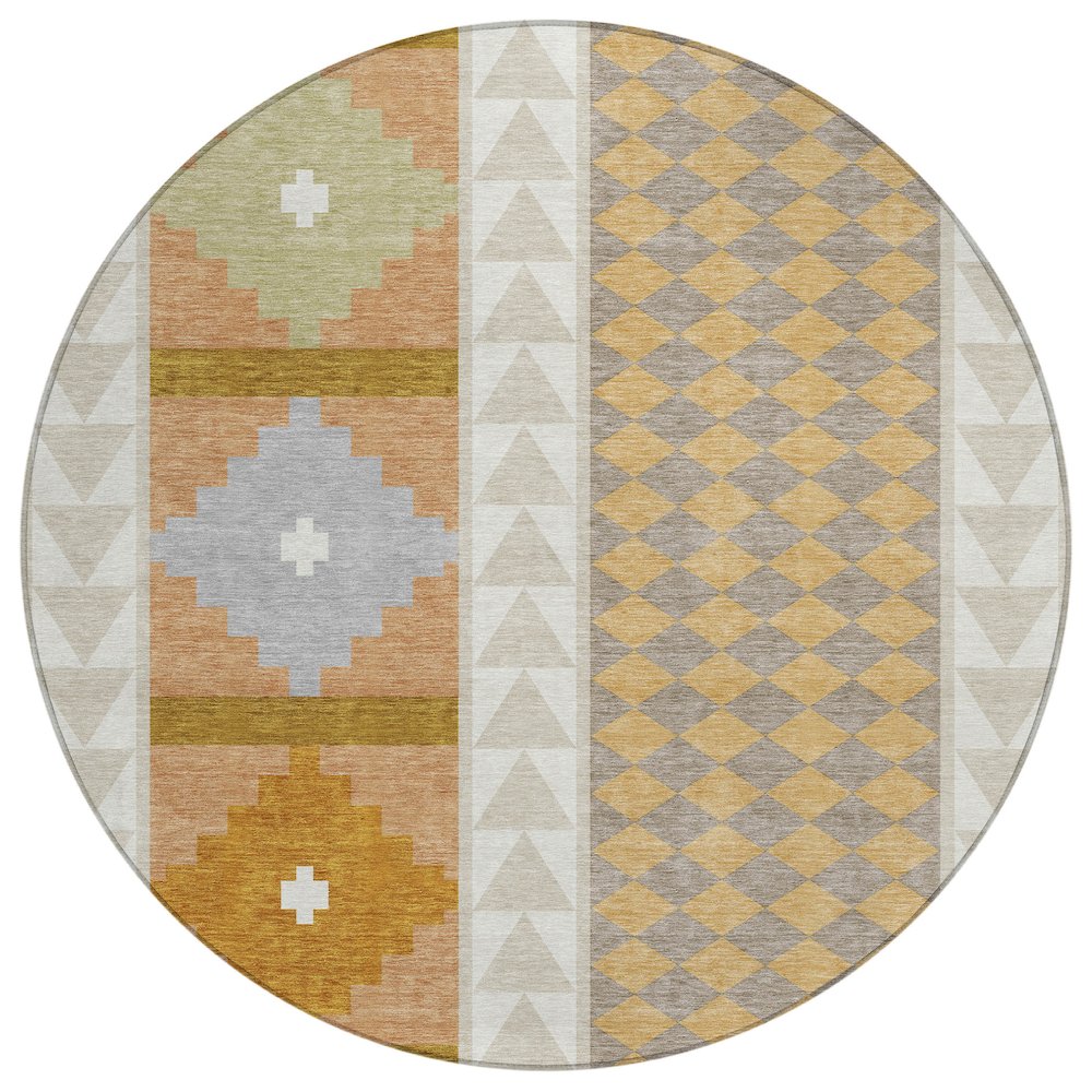 Machine Washable Indoor/Outdoor Chantille ACN2522 Brown 8' x 8' Round Rug. Picture 1