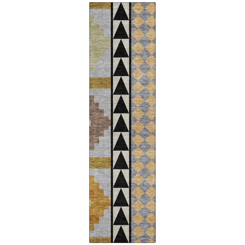 Machine Washable Indoor/Outdoor Chantille ACN2522 Black 2'3" x 7'6" Runner Rug. Picture 1