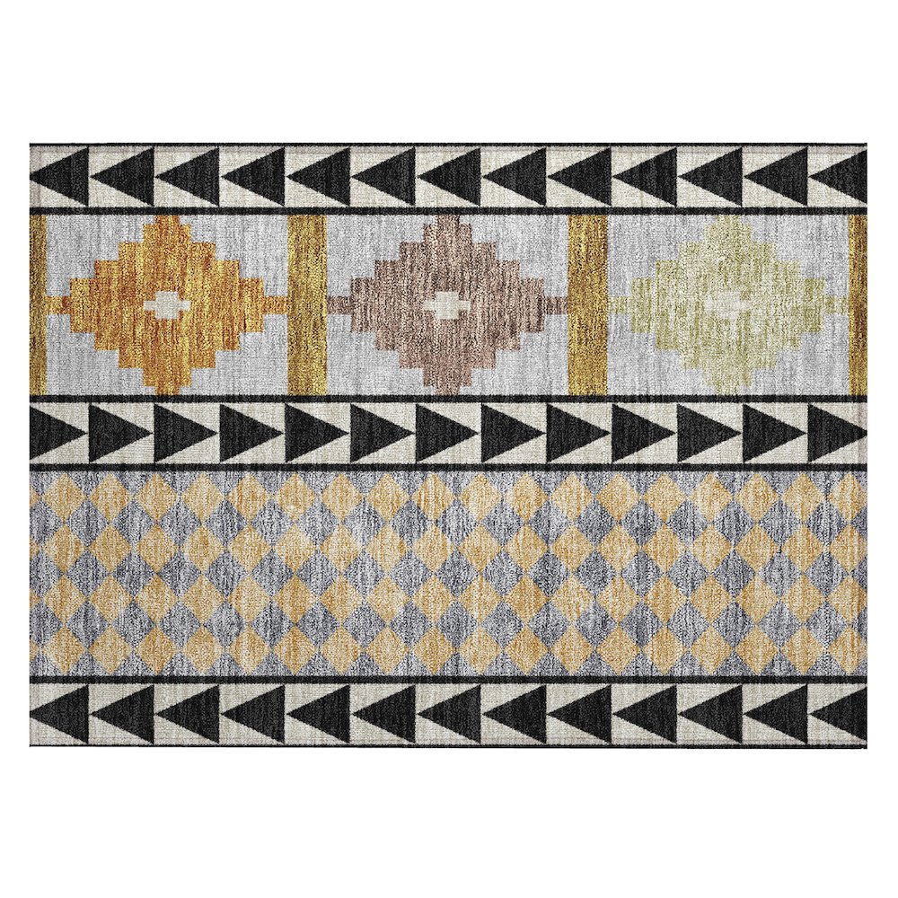 Machine Washable Indoor/Outdoor Chantille ACN2522 Black 1'8" x 2'6" Rug. Picture 1