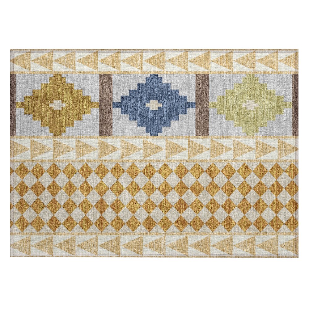 Machine Washable Indoor/Outdoor Chantille ACN2522 Orange 1'8" x 2'6" Rug. Picture 1
