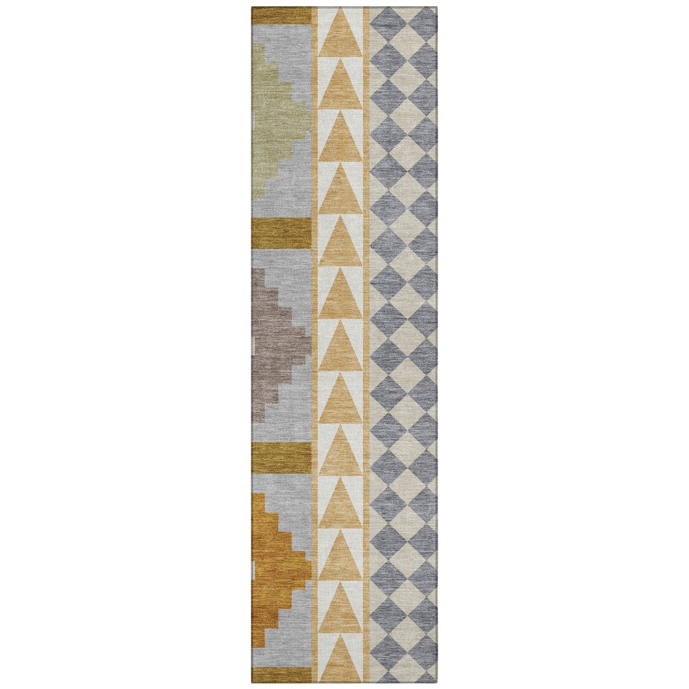 Machine Washable Indoor/Outdoor Chantille ACN2522 Gold 2'3" x 7'6" Runner Rug. Picture 1