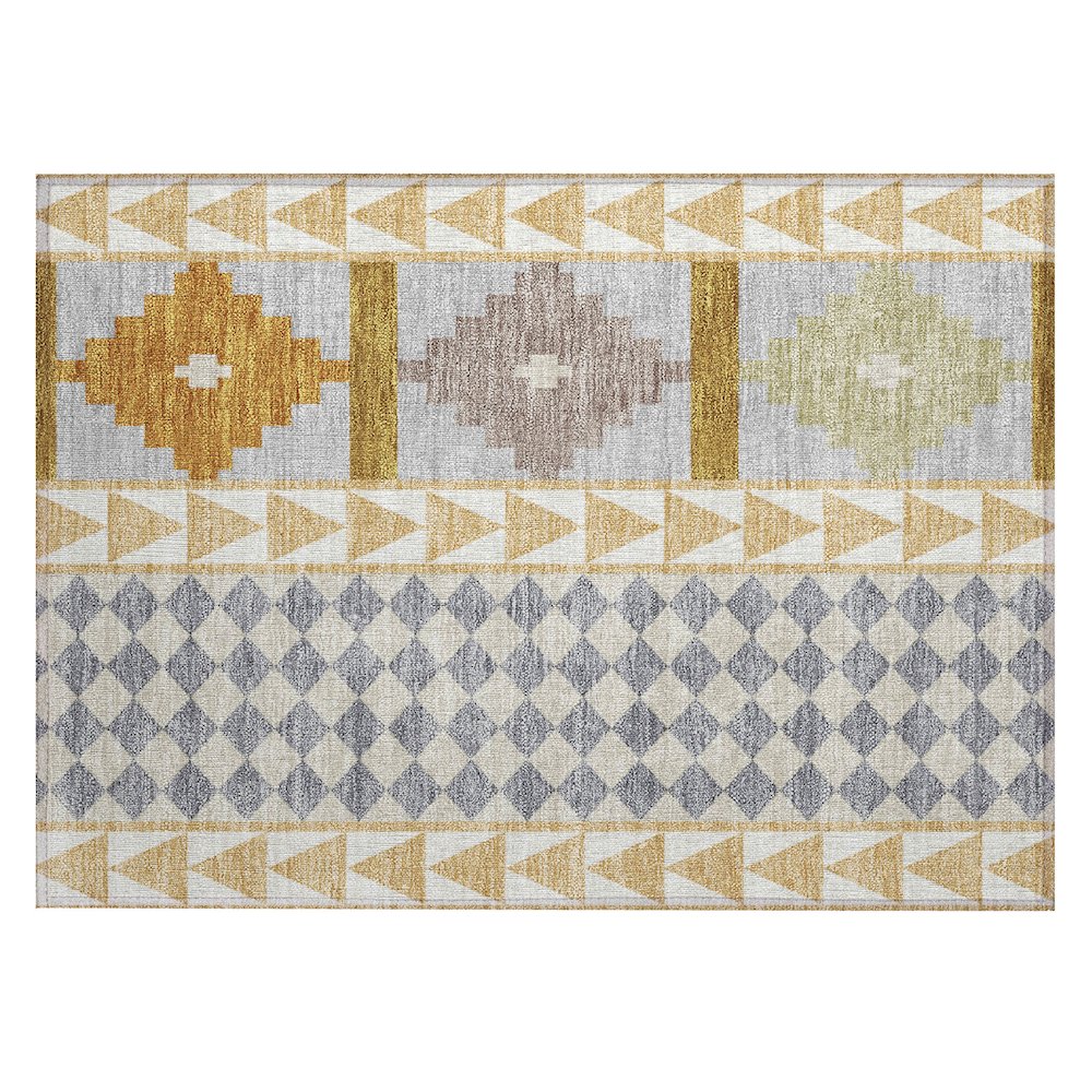 Machine Washable Indoor/Outdoor Chantille ACN2522 Gold 1'8" x 2'6" Rug. Picture 1
