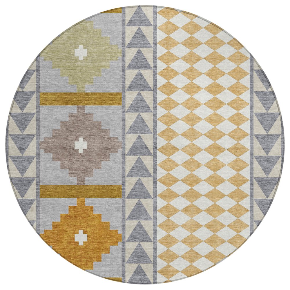Machine Washable Indoor/Outdoor Chantille ACN2522 Gray 8' x 8' Round Rug. Picture 1