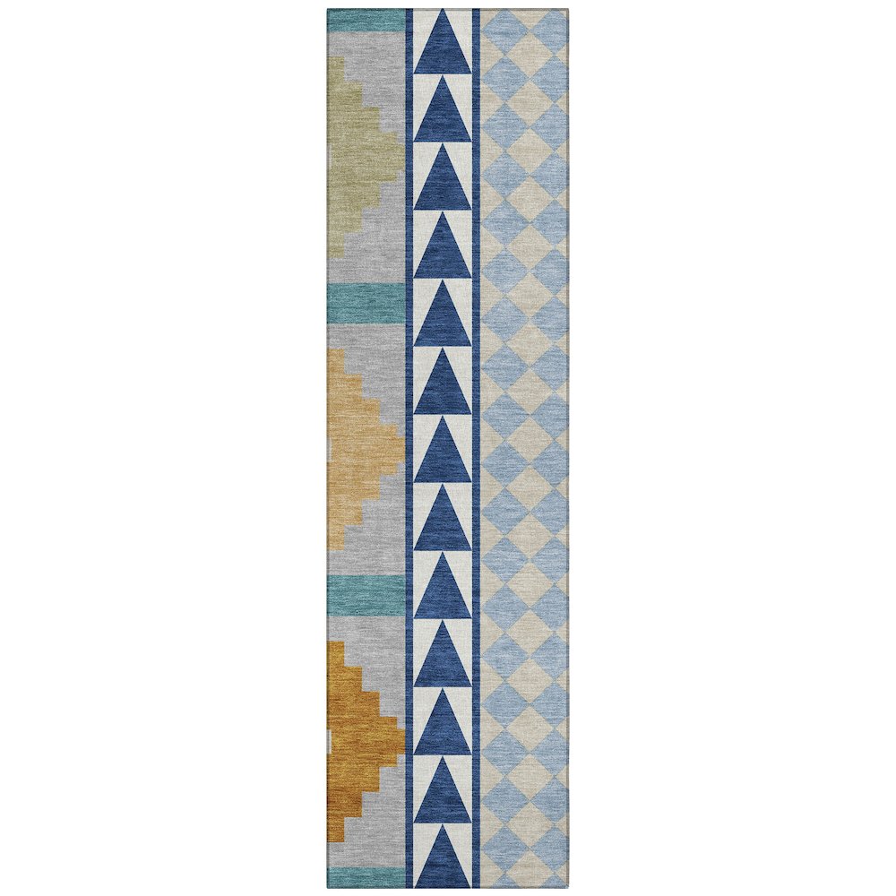 Machine Washable Indoor/Outdoor Chantille ACN2522 Blue 2'3" x 7'6" Runner Rug. Picture 1