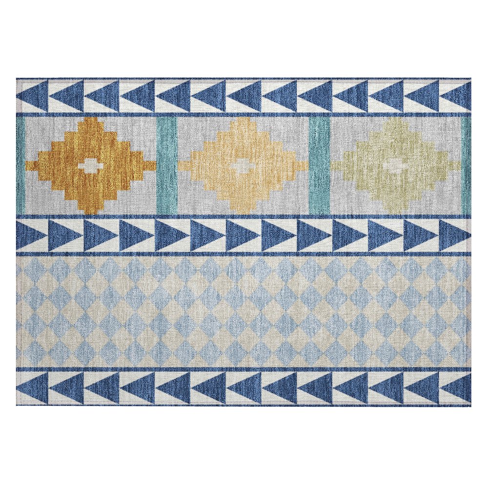 Machine Washable Indoor/Outdoor Chantille ACN2522 Blue 1'8" x 2'6" Rug. Picture 1