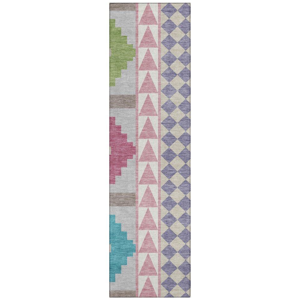 Machine Washable Indoor/Outdoor Chantille ACN2522 Pink 2'3" x 7'6" Runner Rug. Picture 1