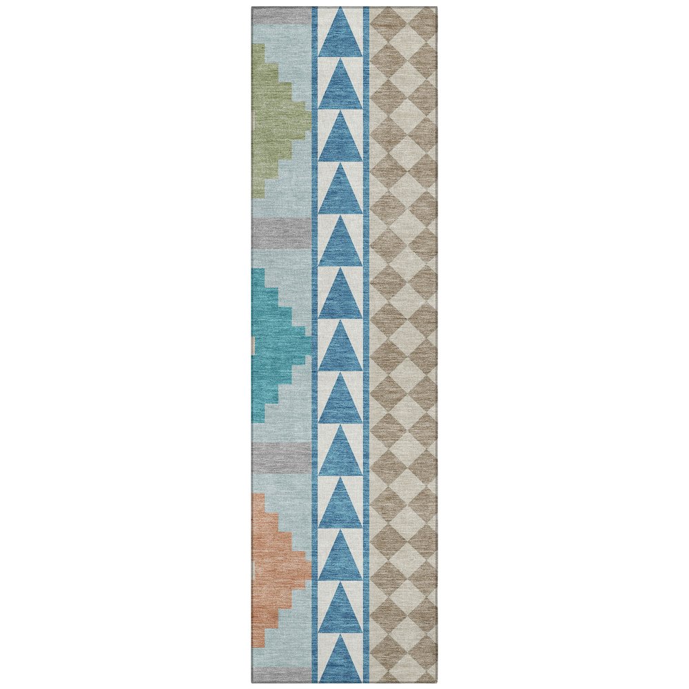 Machine Washable Indoor/Outdoor Chantille ACN2522 Teal 2'3" x 7'6" Runner Rug. Picture 1