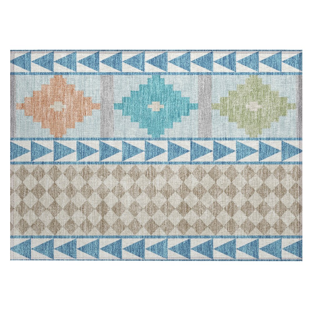 Machine Washable Indoor/Outdoor Chantille ACN2522 Teal 1'8" x 2'6" Rug. Picture 1