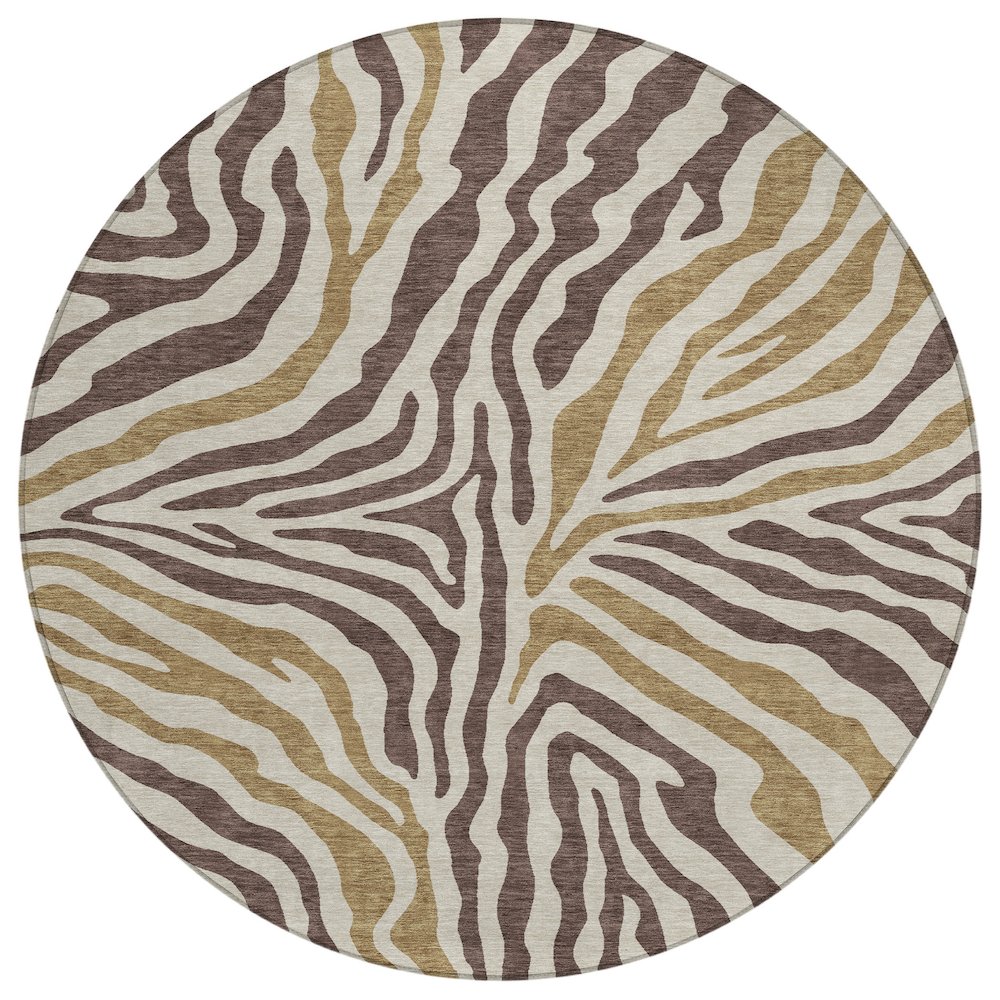 Machine Washable Indoor/Outdoor Chantille ACN2523 Brown 8' x 8' Round Rug. Picture 1