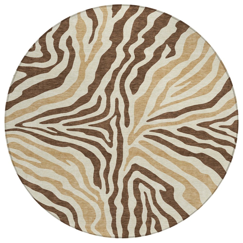Machine Washable Indoor/Outdoor Chantille ACN2523 Brown 8' x 8' Round Rug. Picture 1