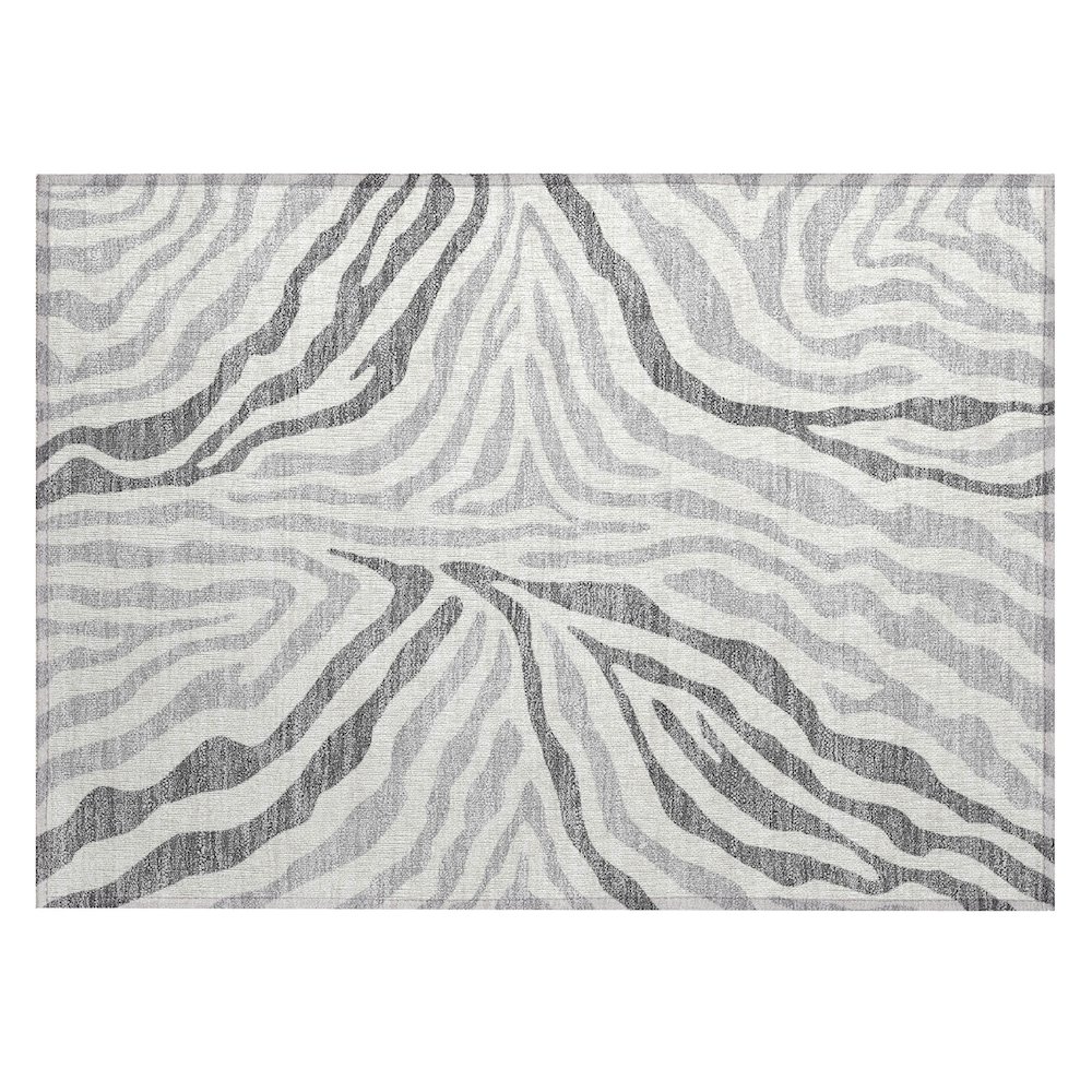 Machine Washable Indoor/Outdoor Chantille ACN2523 Gray 1'8" x 2'6" Rug. Picture 1
