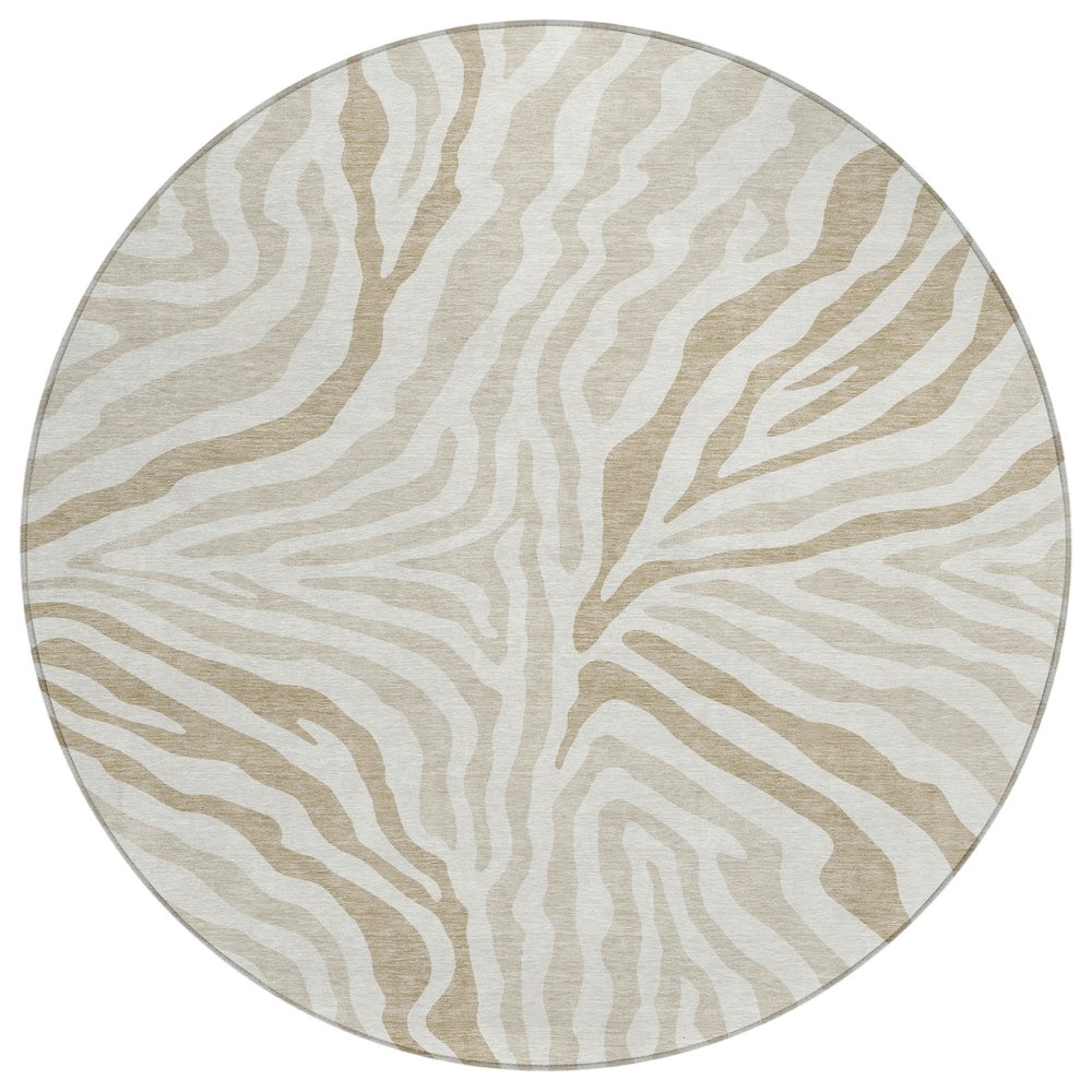 Machine Washable Indoor/Outdoor Chantille ACN2523 Ivory 8' x 8' Round Rug. Picture 1