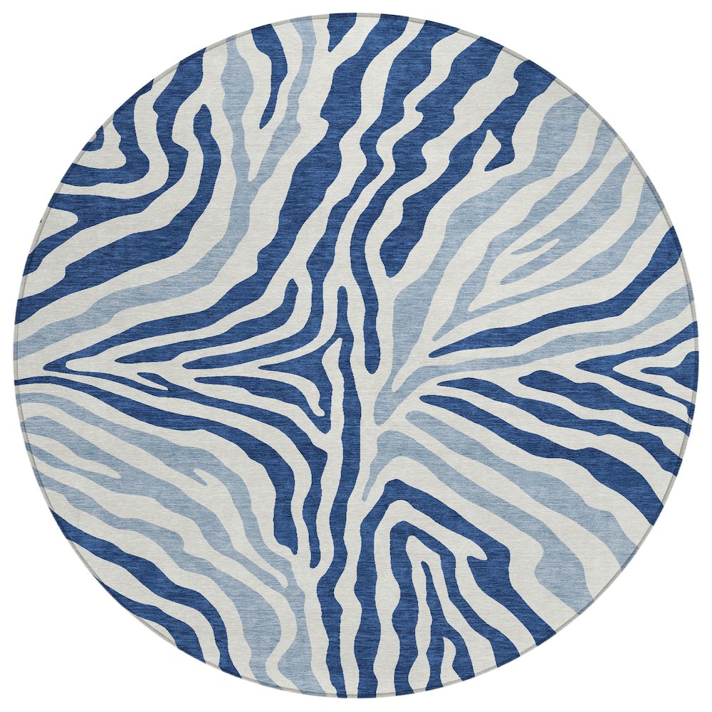 Machine Washable Indoor/Outdoor Chantille ACN2523 Blue 8' x 8' Round Rug. Picture 1