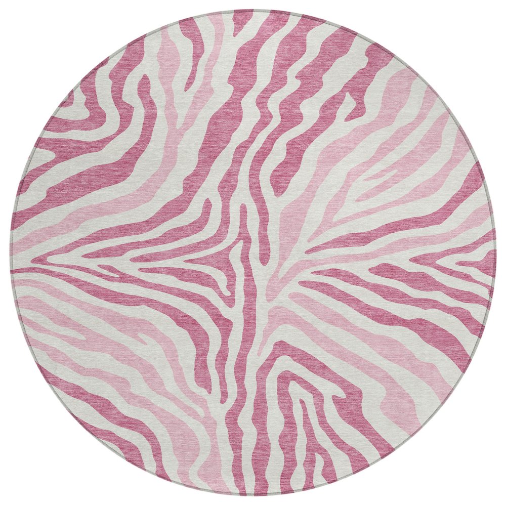 Machine Washable Indoor/Outdoor Chantille ACN2523 Pink 8' x 8' Round Rug. Picture 1