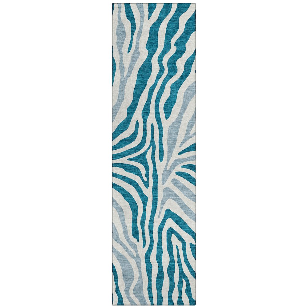 Machine Washable Indoor/Outdoor Chantille ACN2523 Teal 2'3" x 7'6" Runner Rug. Picture 1
