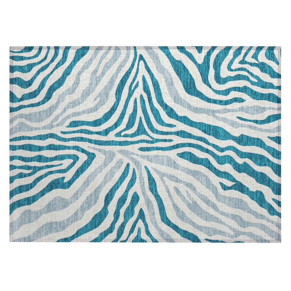 Machine Washable Indoor/Outdoor Chantille ACN2523 Teal 1'8" x 2'6" Rug. Picture 1