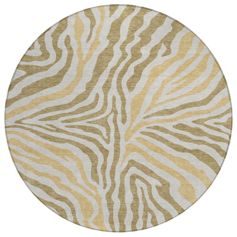 Machine Washable Indoor/Outdoor Chantille ACN2523 Gold 8' x 8' Round Rug. Picture 1