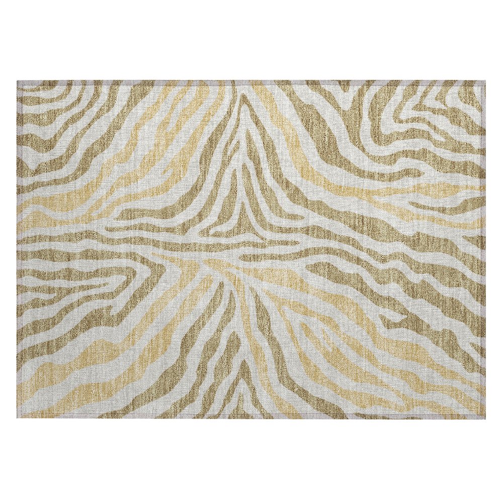 Machine Washable Indoor/Outdoor Chantille ACN2523 Gold 1'8" x 2'6" Rug. Picture 1
