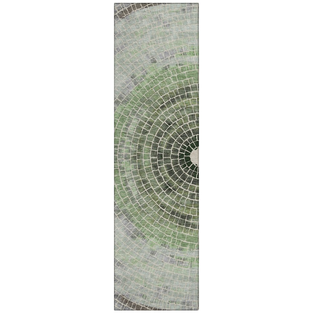 Machine Washable Indoor/Outdoor Chantille ACN2524 Green 2'3" x 7'6" Runner Rug. Picture 1
