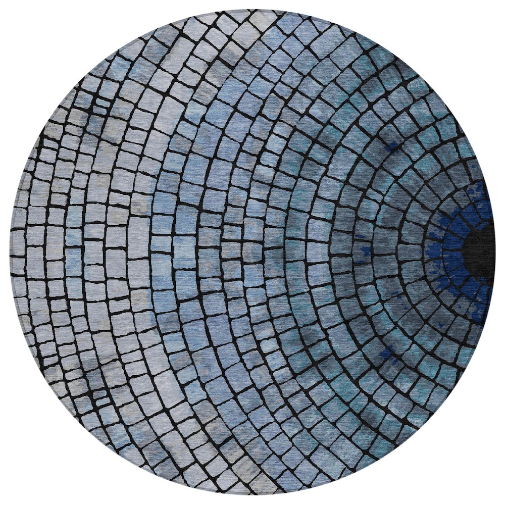 Machine Washable Indoor/Outdoor Chantille ACN2524 Blue 8' x 8' Round Rug. Picture 1