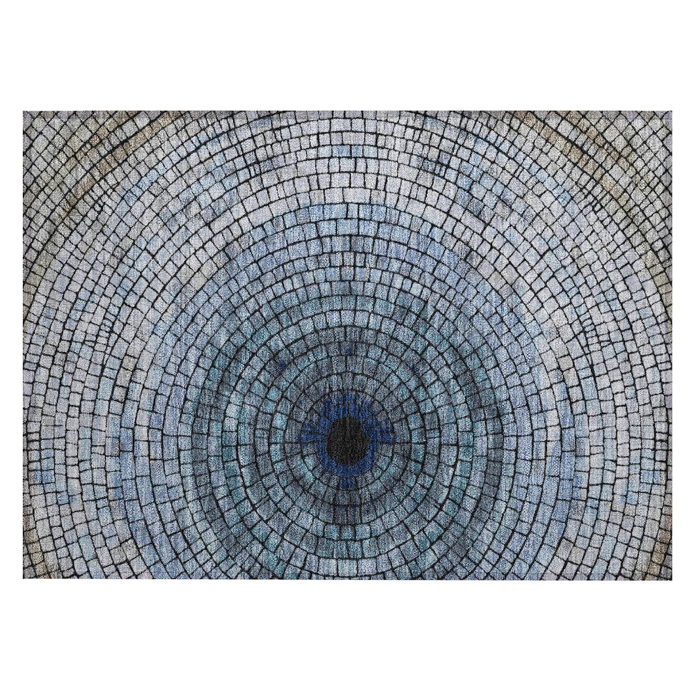 Machine Washable Indoor/Outdoor Chantille ACN2524 Blue 1'8" x 2'6" Rug. Picture 1