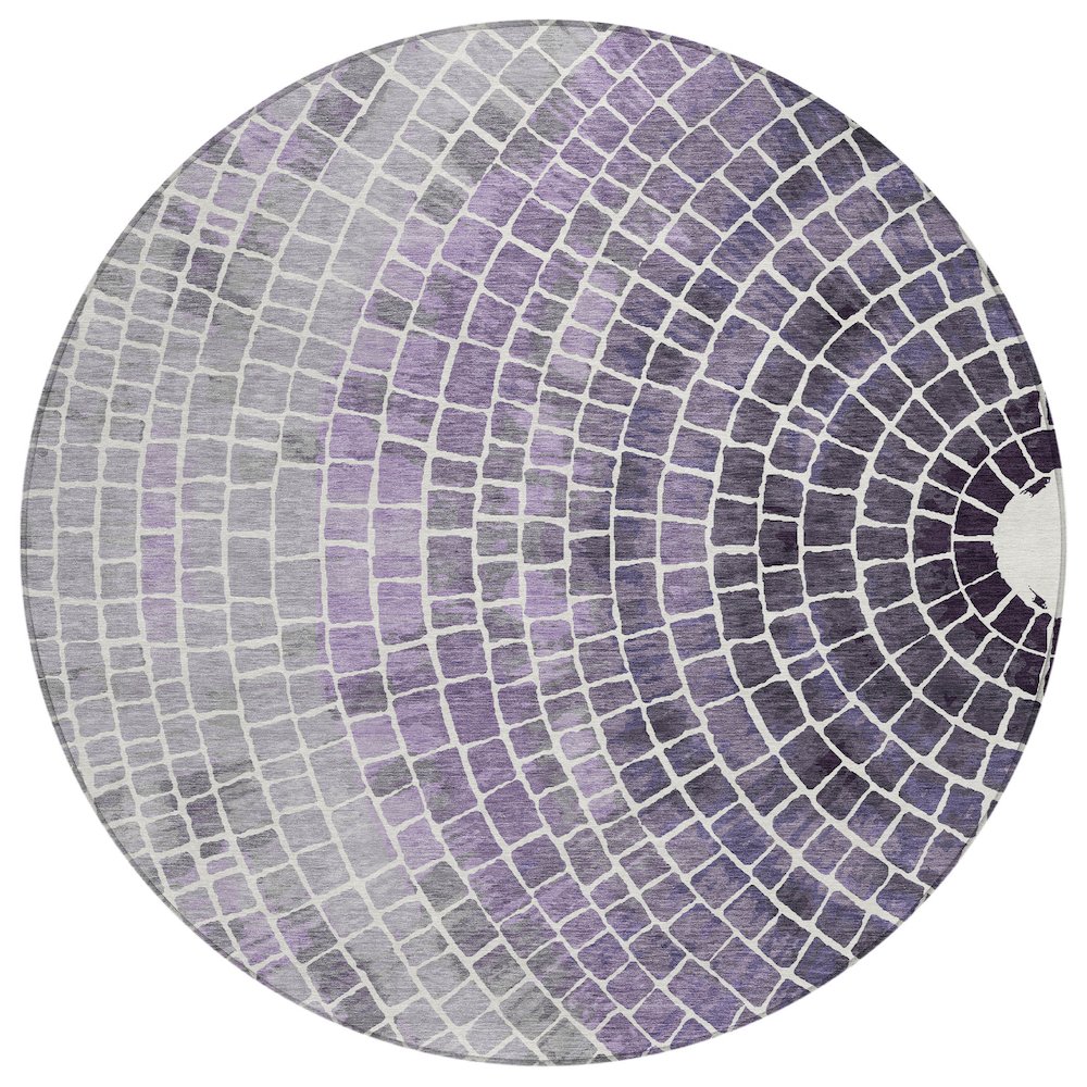 Machine Washable Indoor/Outdoor Chantille ACN2524 Purple 8' x 8' Round Rug. Picture 1
