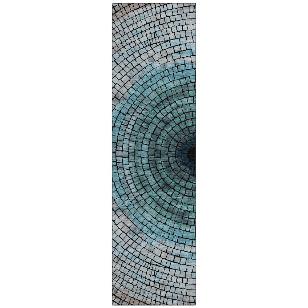 Machine Washable Indoor/Outdoor Chantille ACN2524 Teal 2'3" x 7'6" Runner Rug. Picture 1