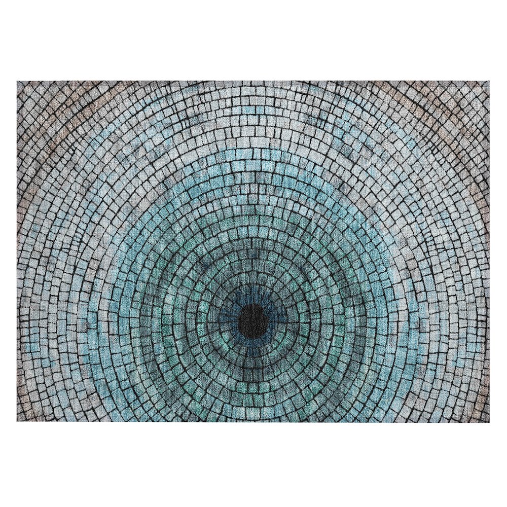 Machine Washable Indoor/Outdoor Chantille ACN2524 Teal 1'8" x 2'6" Rug. Picture 1