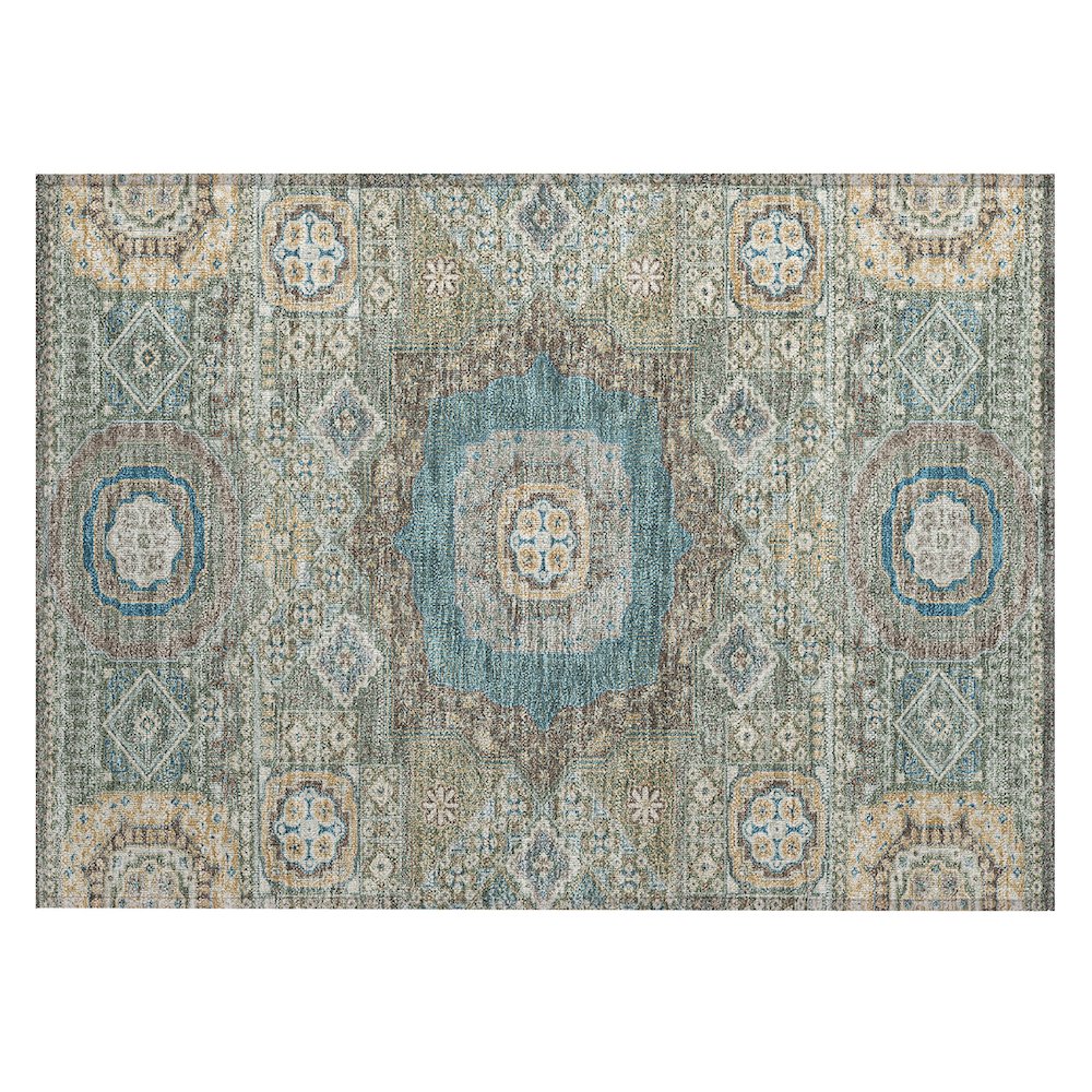 Machine Washable Indoor/Outdoor Chantille ACN2525 Green 1'8" x 2'6" Rug. Picture 1
