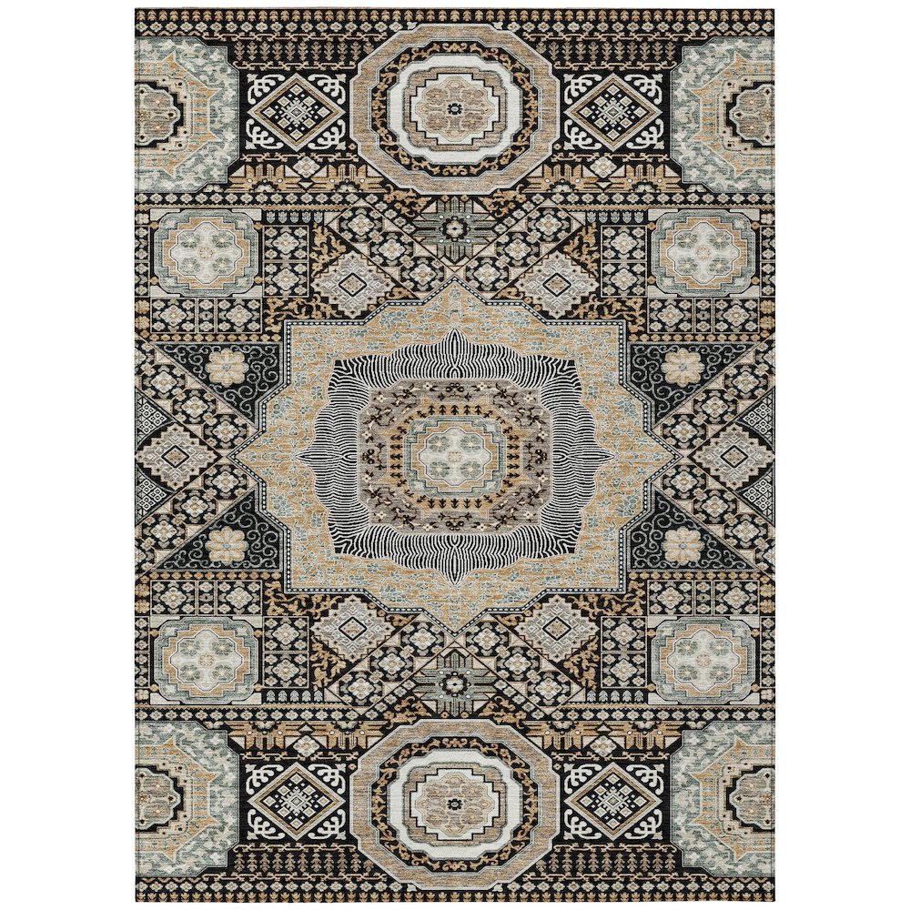 Machine Washable Indoor/Outdoor Chantille ACN2525 Black 2'6" x 3'10" Rug. Picture 1