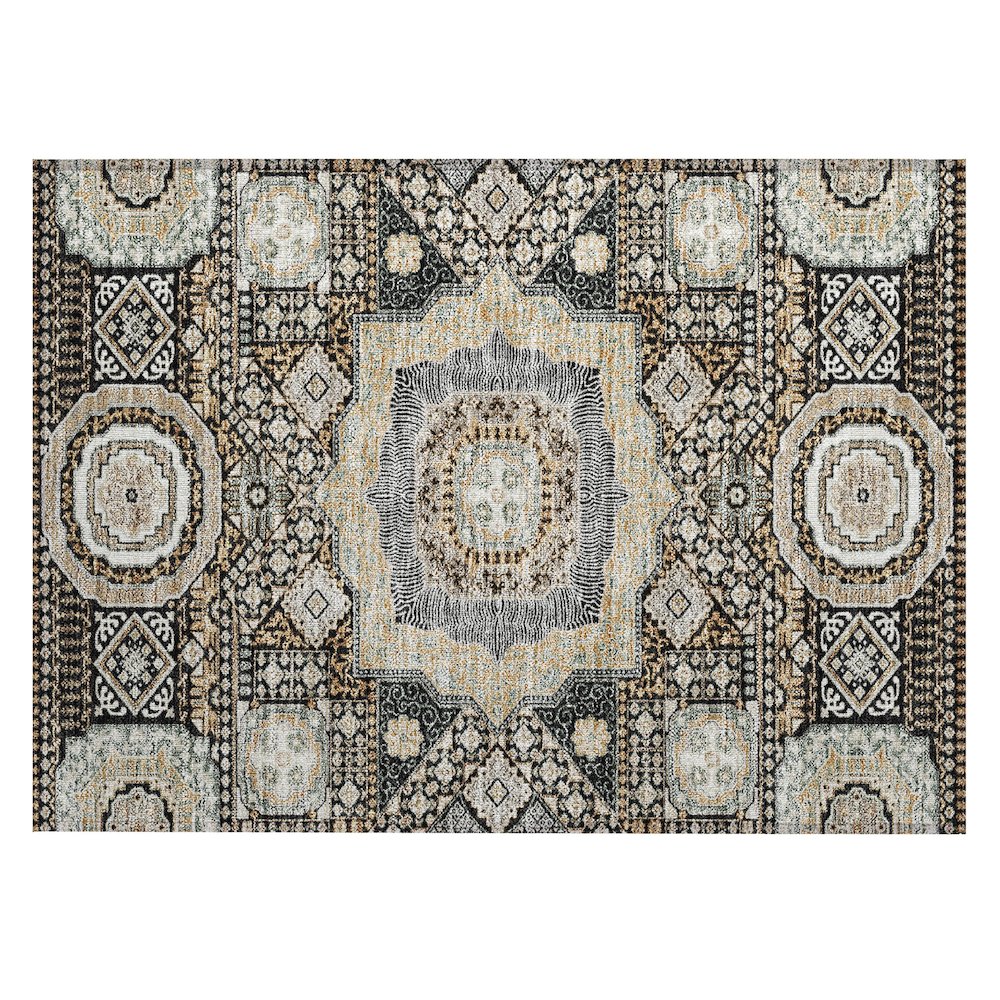 Machine Washable Indoor/Outdoor Chantille ACN2525 Black 1'8" x 2'6" Rug. Picture 1