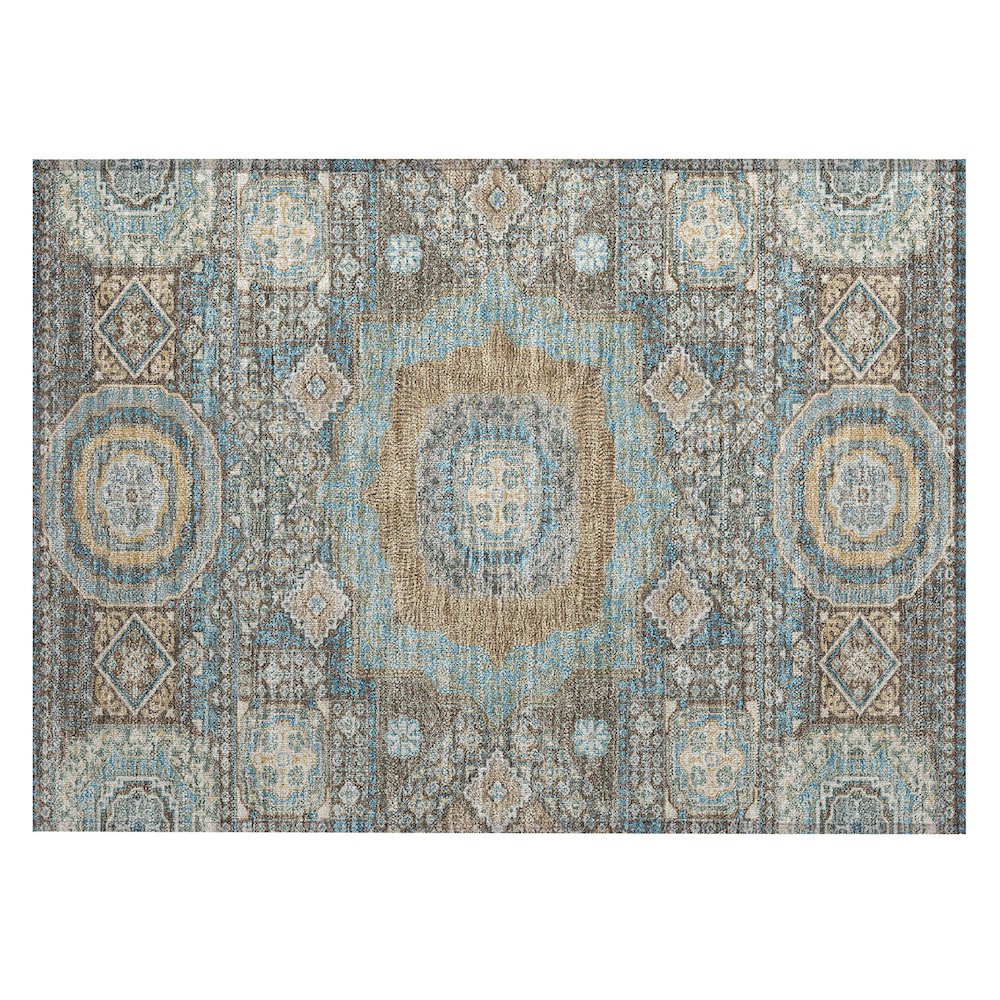 Machine Washable Indoor/Outdoor Chantille ACN2525 Brown 1'8" x 2'6" Rug. Picture 1
