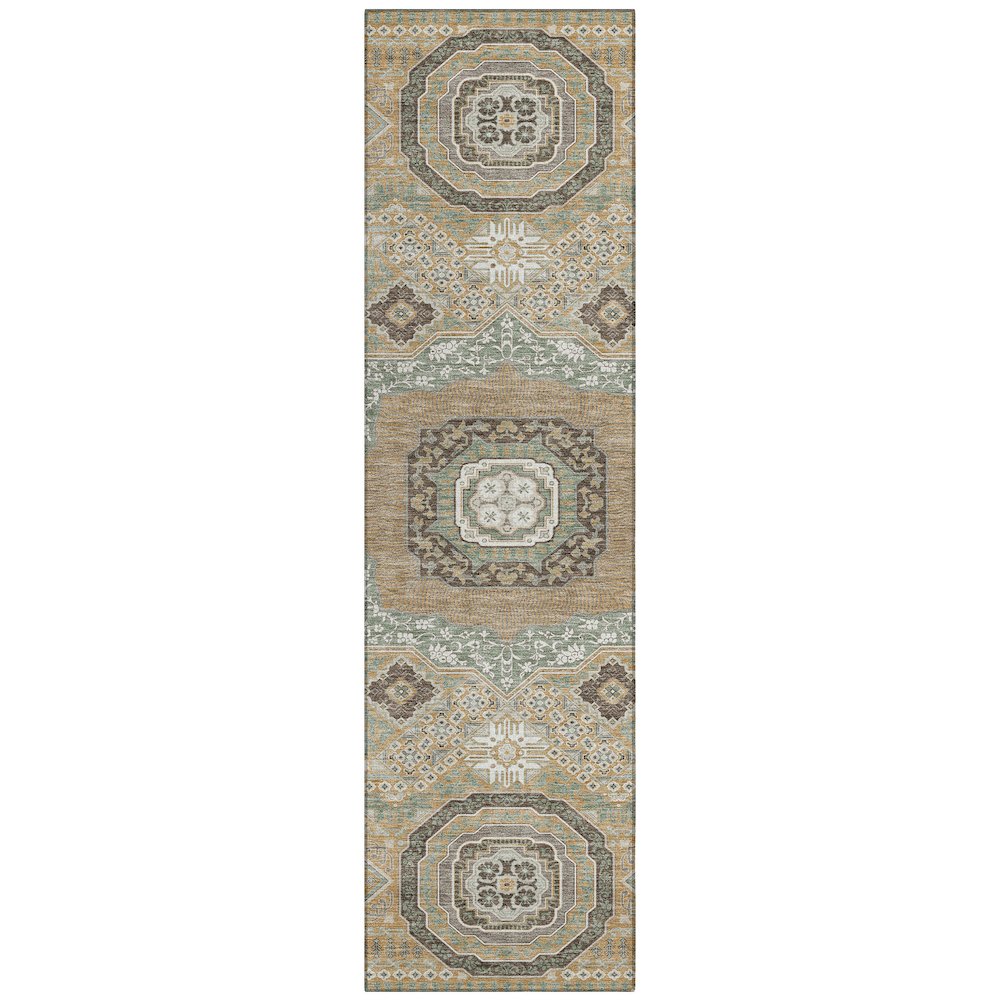 Machine Washable Indoor/Outdoor Chantille ACN2525 Gold 2'3" x 7'6" Runner Rug. Picture 1