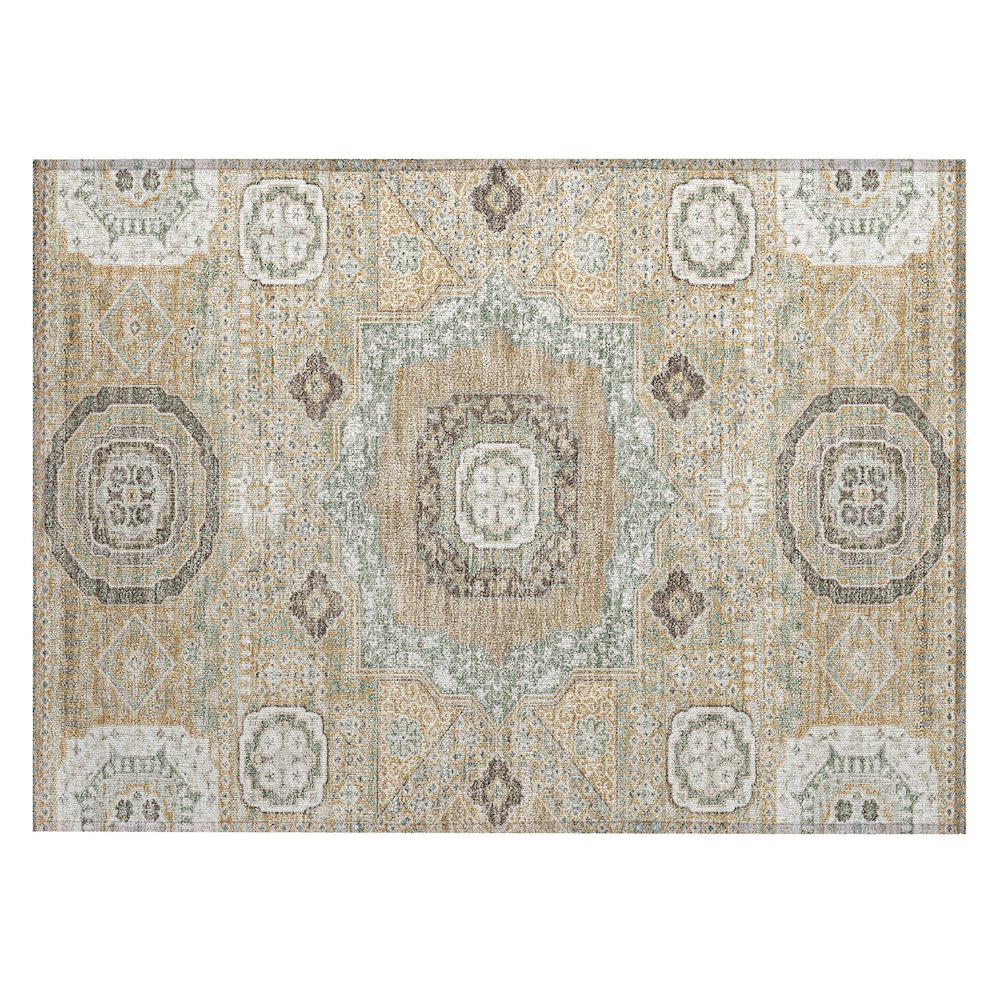 Machine Washable Indoor/Outdoor Chantille ACN2525 Gold 1'8" x 2'6" Rug. Picture 1