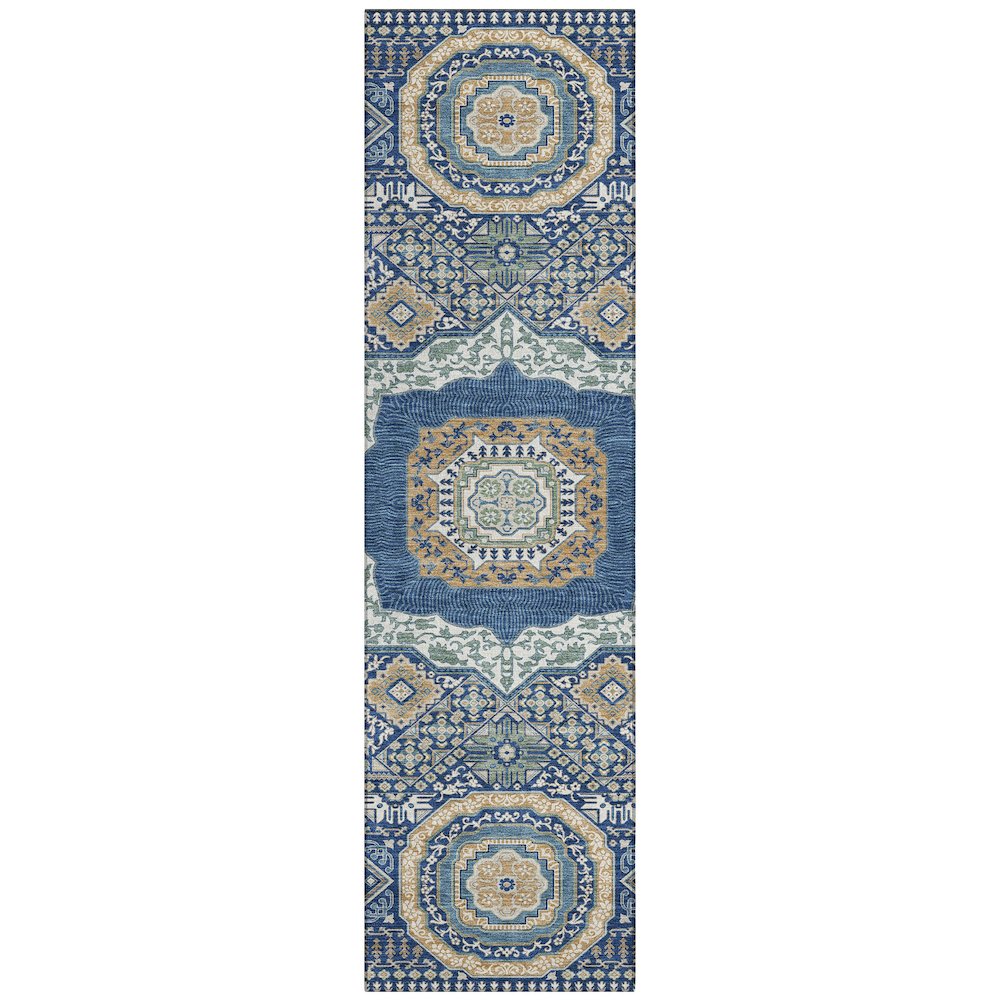 Machine Washable Indoor/Outdoor Chantille ACN2525 Blue 2'3" x 7'6" Runner Rug. Picture 1