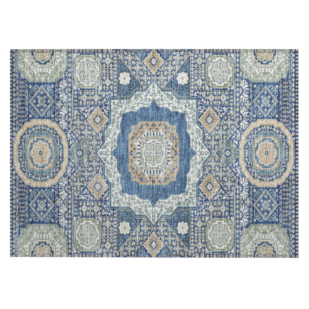 Machine Washable Indoor/Outdoor Chantille ACN2525 Blue 1'8" x 2'6" Rug. Picture 1