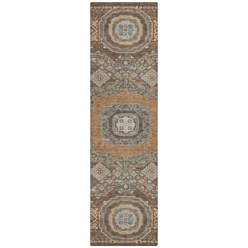 Machine Washable Indoor/Outdoor Chantille ACN2525 Orange 2'3" x 7'6" Runner Rug. Picture 1