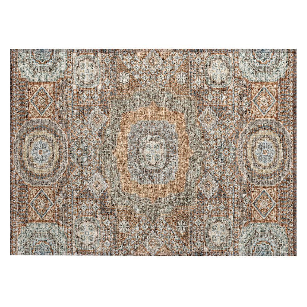 Machine Washable Indoor/Outdoor Chantille ACN2525 Orange 1'8" x 2'6" Rug. Picture 1