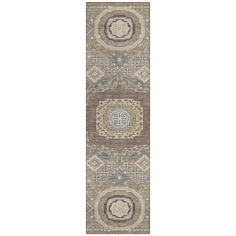 Machine Washable Indoor/Outdoor Chantille ACN2525 Brown 2'3" x 7'6" Runner Rug. Picture 1