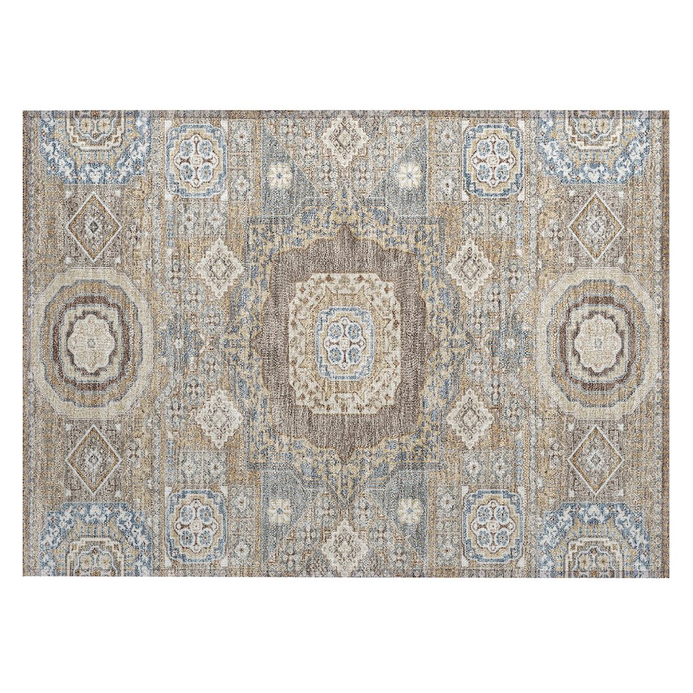 Machine Washable Indoor/Outdoor Chantille ACN2525 Brown 1'8" x 2'6" Rug. Picture 1