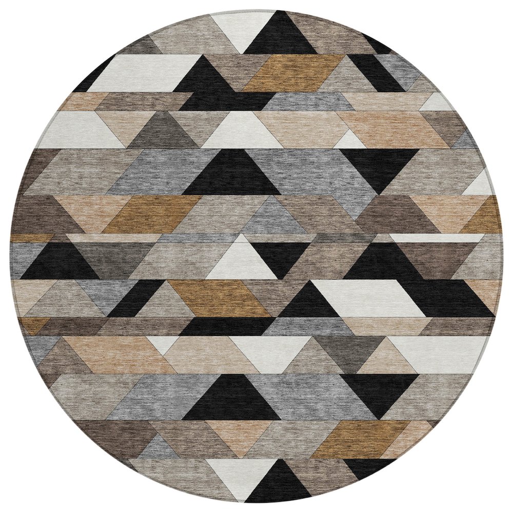 Machine Washable Indoor/Outdoor Chantille ACN2526 Black 8' x 8' Round Rug. Picture 1