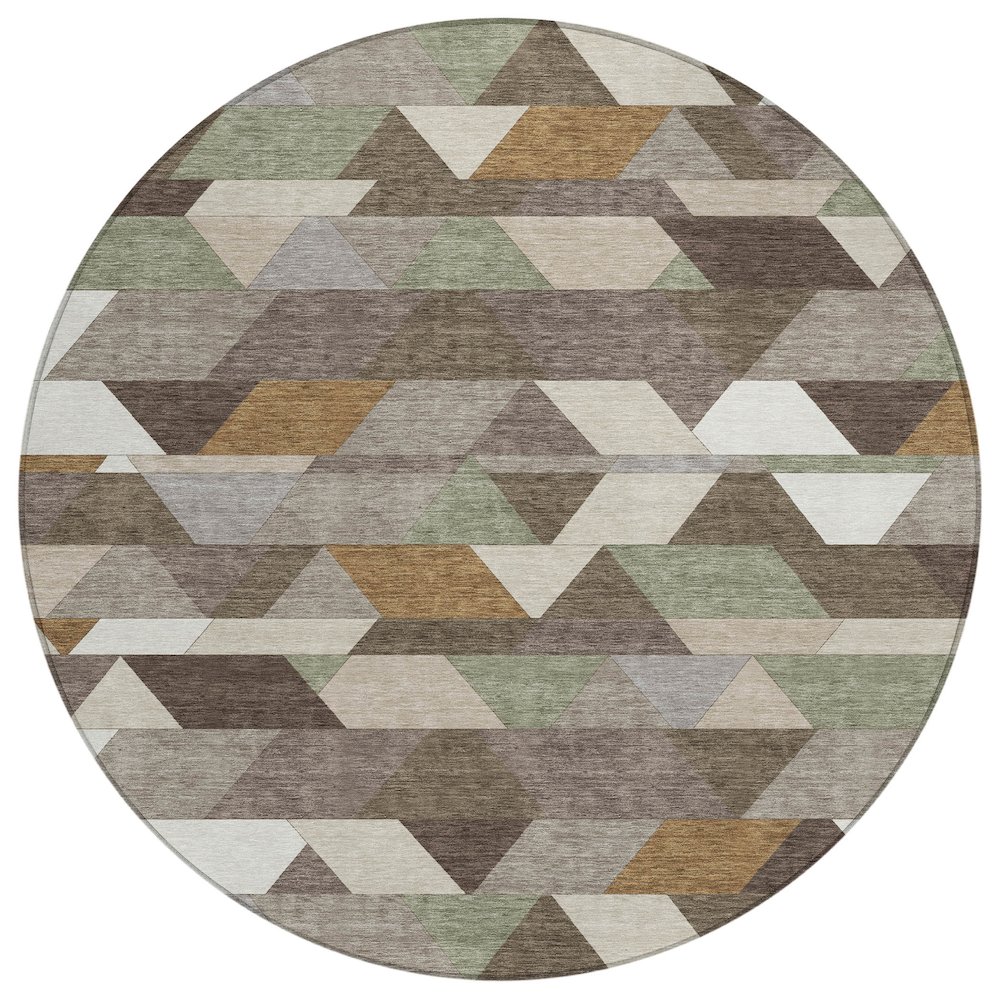Machine Washable Indoor/Outdoor Chantille ACN2526 Brown 8' x 8' Round Rug. Picture 1