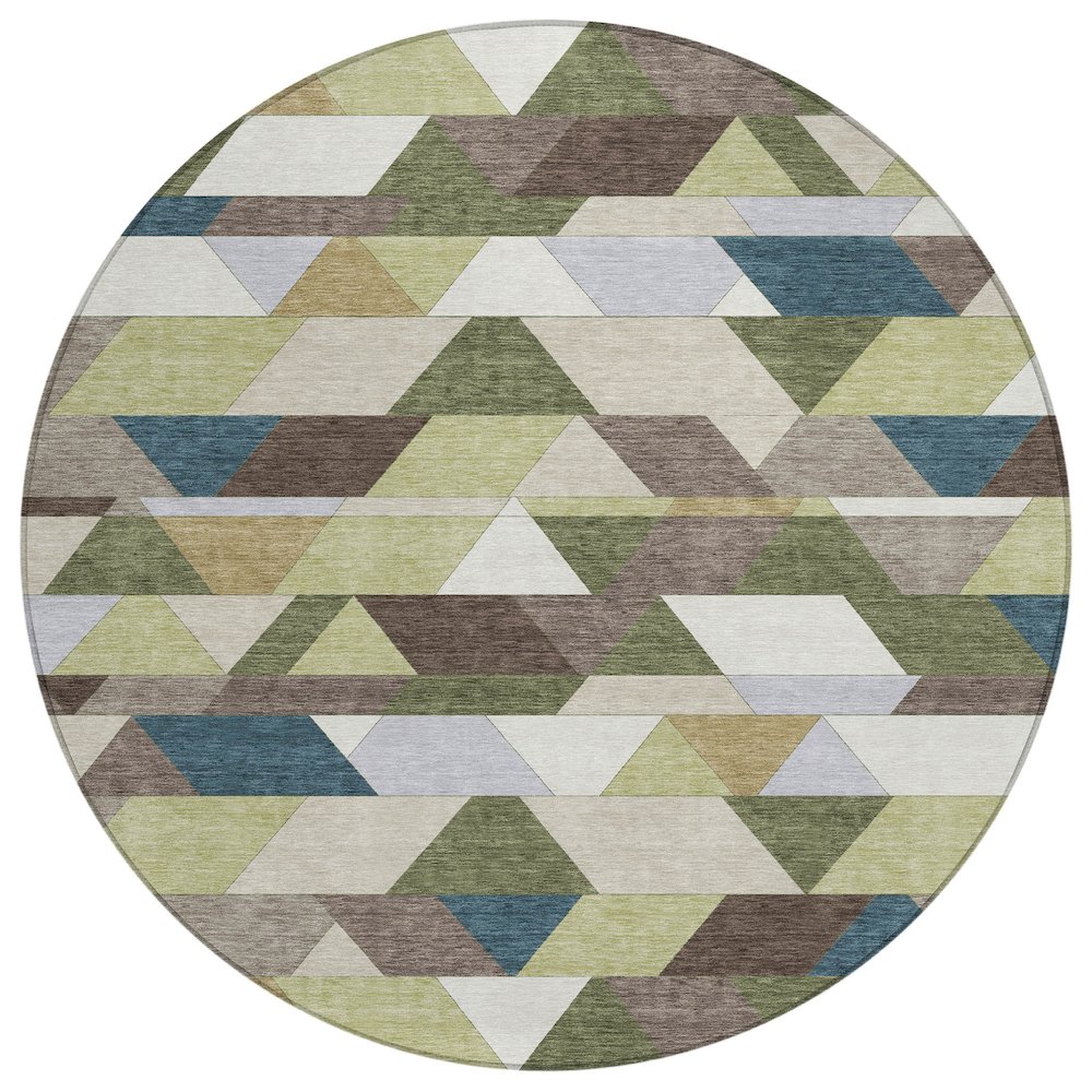 Machine Washable Indoor/Outdoor Chantille ACN2526 Green 8' x 8' Round Rug. Picture 1