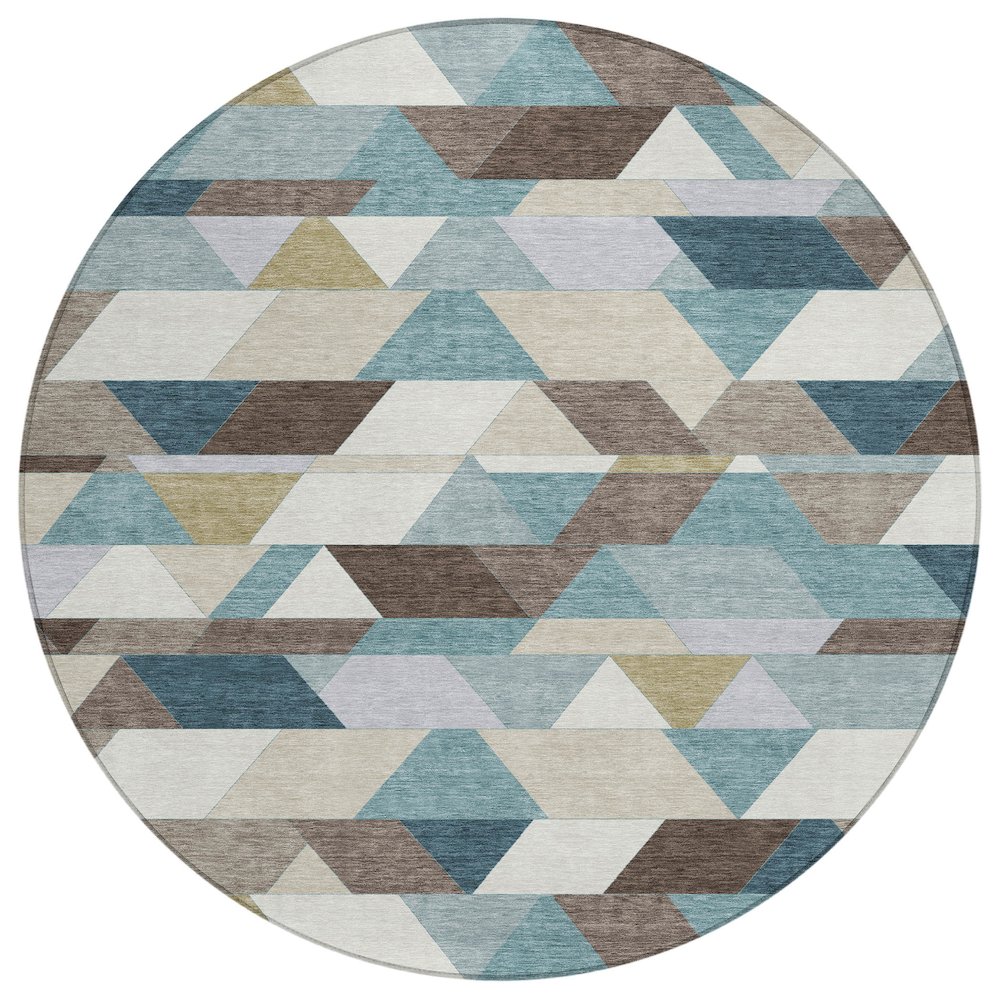 Machine Washable Indoor/Outdoor Chantille ACN2526 Teal 8' x 8' Round Rug. Picture 1
