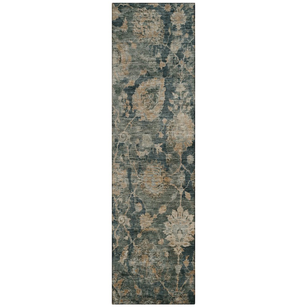 Machine Washable Indoor/Outdoor Chantille ACN2528 Green 2'3" x 7'6" Runner Rug. Picture 1